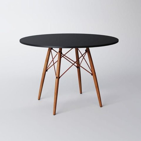 Mesa Eiffel Wood Cobre Tampo de Madeira 90cm Preto Asturias