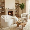 Ver imagem 1 de Kit Sofá Orgânico Curvo Feijão + 01 Poltrona Sala Estúdio Amore Bouclê Branco - Montanari'S Decor