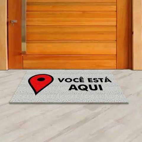 Tapete Capacho Divertido Você Está Aqui 60x40 cm Prata