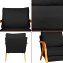 Ver mais imagens de Kit 2 Poltrona Sala Decorativa Stella Estofada Veludo Preto Base Madeira Castanho - Arkell