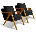 Ver imagem 3 de Kit 2 Poltrona Sala Decorativa Stella Estofada Veludo Preto Base Madeira Castanho - Arkell