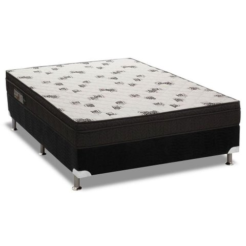 Cama Box Casal: Colchão Espuma D45 Ortobom Light Saúde Ortopilow + Base CRC Suede Black(138x188)