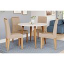 Ver imagem 1 de Conjunto: Mesa Sala Jantar Dani Tampo Madeirado 110cm e 4 Cadeiras Fernanda Madeirado/off White -