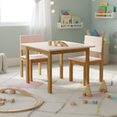Ver imagem 1 de Mesinha Infantil em Madeira Maciça Isa com 2 Cadeirinhas para Atividades - Rosa