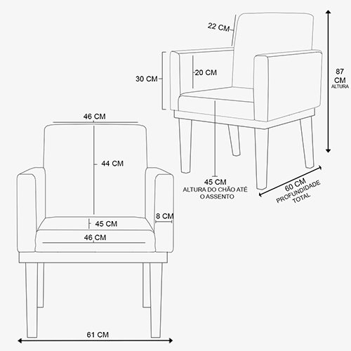 Kit 04 Poltronas Decorativa Reforçada Oferta Courino Balaqui Cor:Cinza - 5