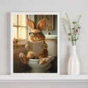 Ver imagem 1 de Quadro Decorativo de Banheiro - Coelhinho no Vaso 33x24cm - com Vidro:moldura Branca