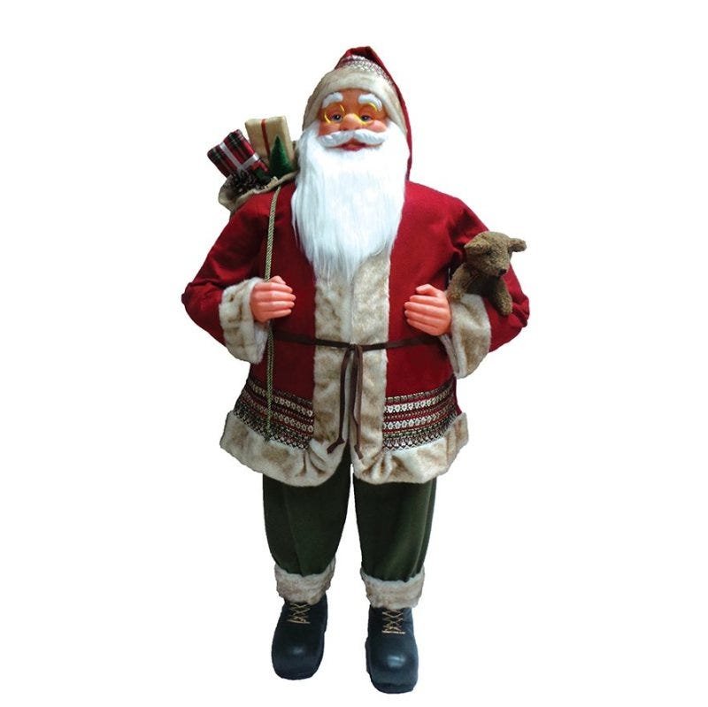 Boneco Papai Noel 60cm Tradicional Com Urso Decoração Natal - 1