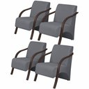Ver imagem 1 de Kit 4 Poltronas 1 Lugar Vênus Pés Madeira Grafite