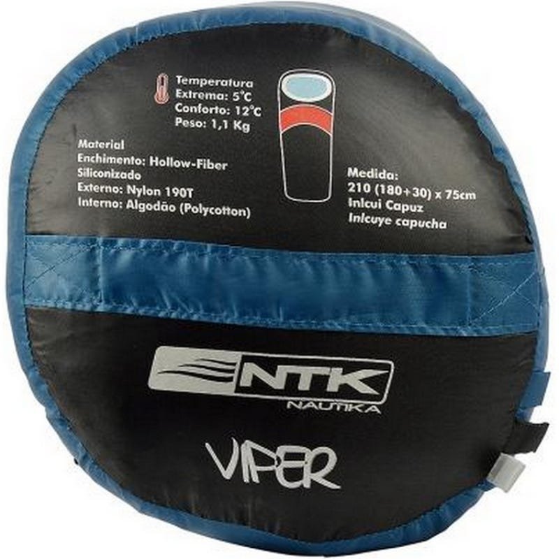 Saco de Dormir Viper 5º a 12º Preto e Azul Nautika 230100 - 4