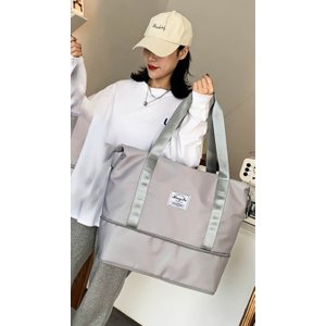 Bolsa de Viagem Dobrável Impermeável Extensível Grande - Cinza