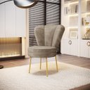 Ver imagem 1 de Cadeira Estofada para Sala de Jantar Pés de Ferro Ergonômica Resistente Tecido Veludo