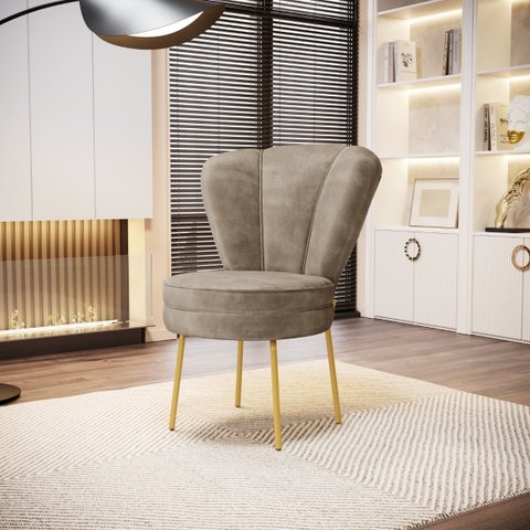 Cadeira Estofada para Sala de Jantar Pés de Ferro Ergonômica Resistente Tecido Veludo