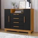 Ver imagem 1 de Cômoda com 2 Portas 4 Gavetas e Chave 120,5cm Multimóveis CR35668 Madeirado/Preto