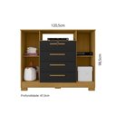 Ver imagem 3 de Cômoda com 2 Portas 4 Gavetas e Chave 120,5cm Multimóveis CR35668 Madeirado/Preto