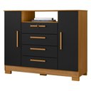 Ver imagem 2 de Cômoda com 2 Portas 4 Gavetas e Chave 120,5cm Multimóveis CR35668 Madeirado/Preto