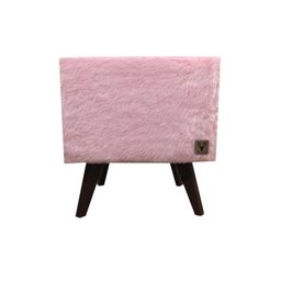 Puff Pé Palito Quadrado Alce Couch Pelinho Pelúcia Rosa 40cm - 1