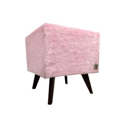 Puff Pé Palito Quadrado Alce Couch Pelinho Pelúcia Rosa 40cm - 2