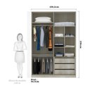 Ver imagem 3 de Guarda-roupa Solteiro Luciane 2 Portas de Correr 3 Gavetas Prime Plus Alumínio com Espelho 160 Cm