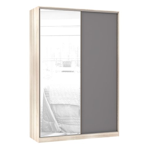 Guarda-roupa Solteiro Luciane 2 Portas de Correr 3 Gavetas Prime Plus Alumínio com Espelho 160 Cm