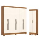 Ver imagem 1 de Guarda Roupa Casal 6 Portas e 2 Gavetas Leonard com Armário Multiuso 2 Portas 3 Prateleiras B387 Cin