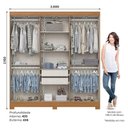 Ver imagem 4 de Guarda Roupa Casal 6 Portas e 2 Gavetas Leonard com Armário Multiuso 2 Portas 3 Prateleiras B387 Cin