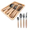 Kit Jogo Talheres Faqueiro Completo 25 Peças Aço Inox Com Gaveteiro Bege Nude - 3
