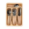 Kit Jogo Talheres Faqueiro Completo 25 Peças Aço Inox Com Gaveteiro Bege Nude - 4