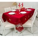 Ver imagem 1 de Toalha de Mesa Natal Vermelha Bordada Bruxelas 180 Redonda - 180 Redonda