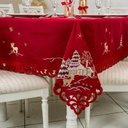 Ver imagem 2 de Toalha de Mesa Natal Vermelha Bordada Bruxelas 180 Redonda - 180 Redonda