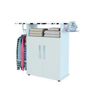 Armário Tábua de Passar Roupas Amélia com 2 Portas e Suporte para Ferro - Branco