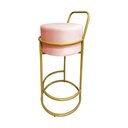 Ver imagem 2 de Kit 3 Banquetas Alta Redonda Base Dourada Veludo - Rose