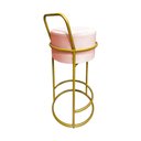 Ver imagem 3 de Kit 3 Banquetas Alta Redonda Base Dourada Veludo - Rose