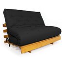 Ver imagem 1 de Sofá Cama Casal Futon Tokio Preto Madeira Maciça Grapia Cor Natural