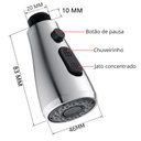 Ver imagem 2 de Cabeça Bico Torneira Gourmet Cozinha Chuveirinho 3 Funções
