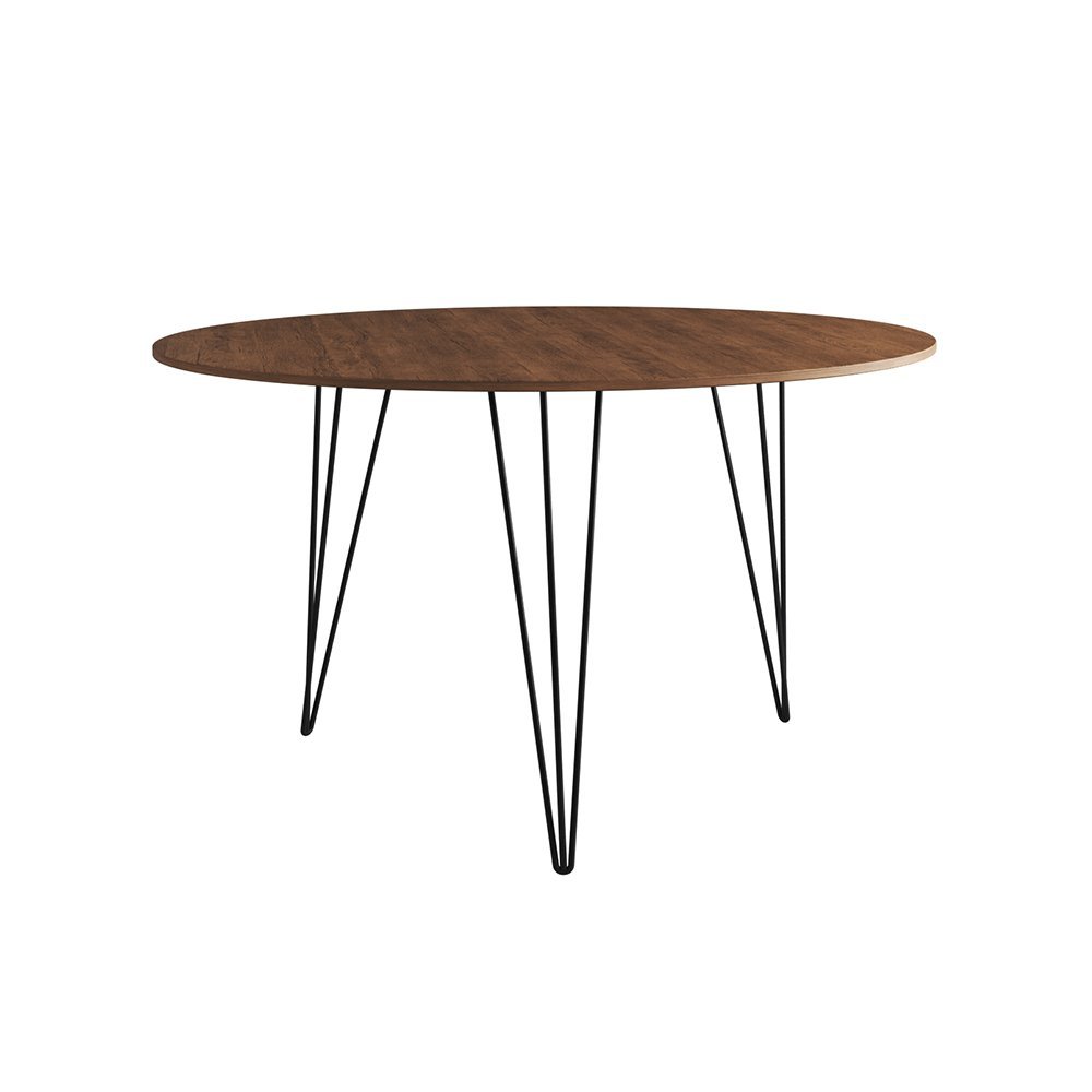 Mesa de Jantar Redonda 90cm Amêndoa Clips 3 Pés com 4 Cadeiras Eames Eiffel Pretas Ferro Preto - 3