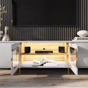 Ver imagem 3 de Rack Juquehy para Tv 75” 4 Portas Nichos e Iluminação Led - Off/ Cinamomo
