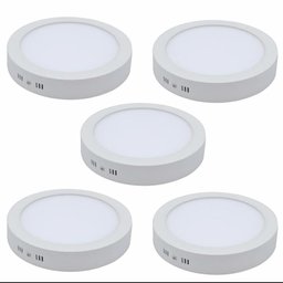 Kit 5 Plafon LED Sobrepor Redondo 18W Branco Frio 6000K - 1