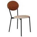 Ver imagem 1 de Cadeira Estofada para Sala de Jantar Azuri Preto C01 Linho Areia Courino Caramelo - Lyam Decor
