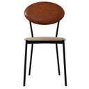 Ver imagem 2 de Cadeira Estofada para Sala de Jantar Azuri Preto C01 Linho Areia Courino Caramelo - Lyam Decor