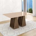 Ver imagem 2 de Mesa de Madeira Orquestra 160 Cm com Vidro Carvalho/fendi - Móveis Bechara