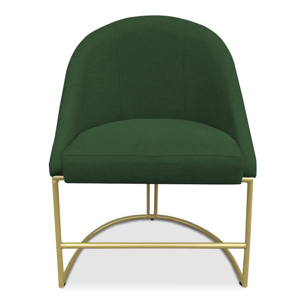 Kit 02 Cadeiras Poltrona de Jantar Bela Suede Verde Base Metálica Industrial Dourado - Pallazio - 4