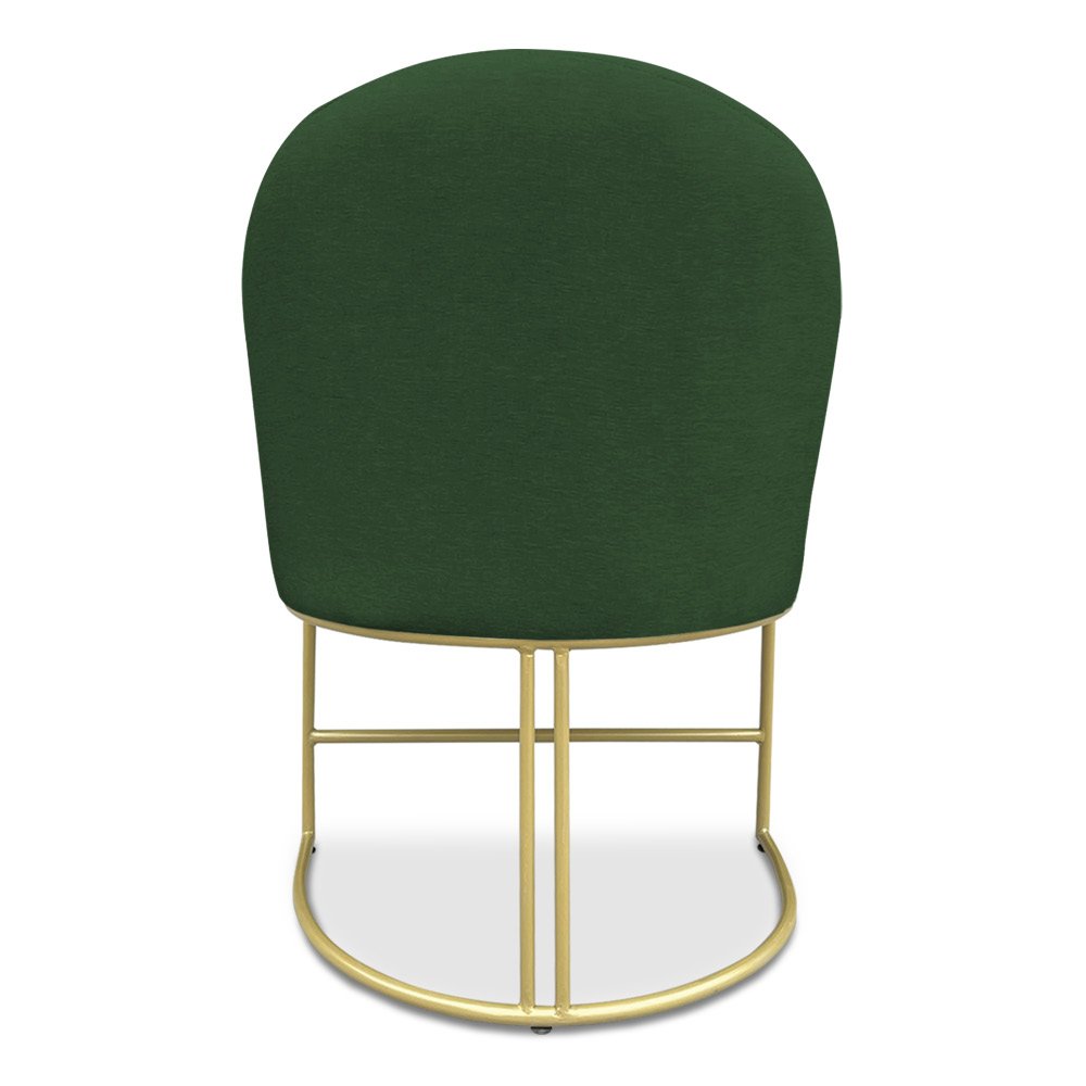 Kit 02 Cadeiras Poltrona de Jantar Bela Suede Verde Base Metálica Industrial Dourado - Pallazio - 6