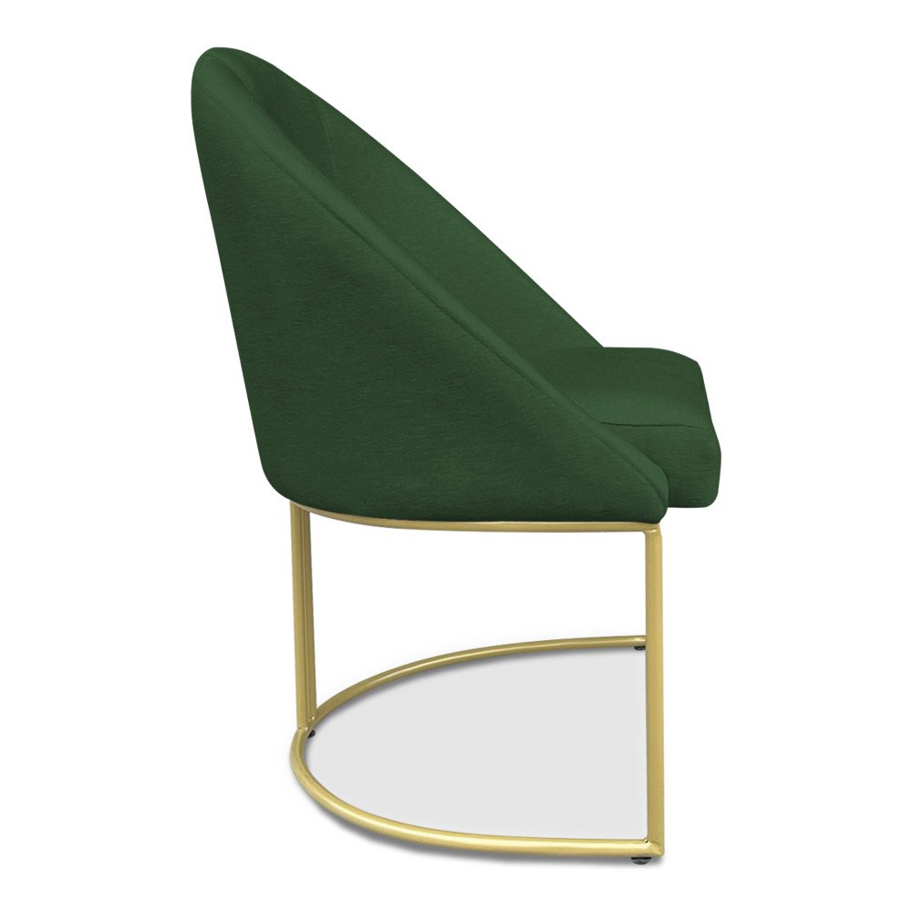 Kit 02 Cadeiras Poltrona de Jantar Bela Suede Verde Base Metálica Industrial Dourado - Pallazio - 5