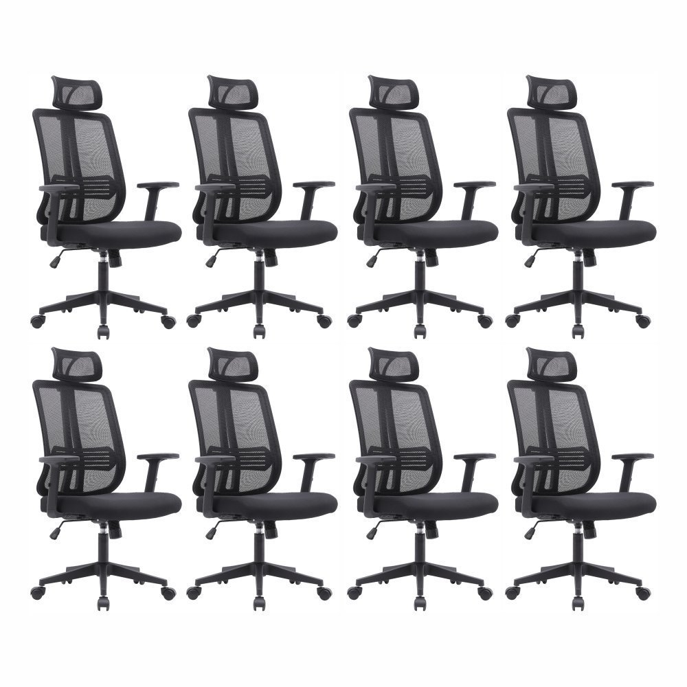 Cadeira Escritório Presidente King em Tela - Preta:8 Cadeiras