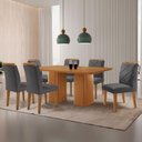 Ver imagem 1 de Mesa Eloise 180cm MDF Laminado 6 Cadeiras Mels=Issa Veludo Grafite/Naturalle Laminado