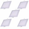 Kit 5 - Plafon LED Embutir Quadrado 24W Branco Quente 3000K - 1