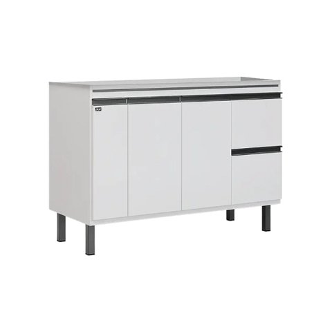 Gabinete de Cozinha Armário 2 Gavetas 100% Mdf Balcão 114cm:branco