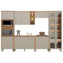 Ver imagem 1 de Cozinha Completa Allure 14 Portas 4 Gavetas 100% Mdf com Vidro 810016097 Jequitibá/gris - Linea Bras