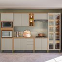 Ver imagem 2 de Cozinha Completa Allure 14 Portas 4 Gavetas 100% Mdf com Vidro 810016097 Jequitibá/gris - Linea Bras