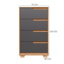 Ver imagem 3 de Guarda Roupa Casal Doble 06 Portas e Cômoda Sole 04 Gavetas Flex Freijo Titanium - Móveis Albatroz